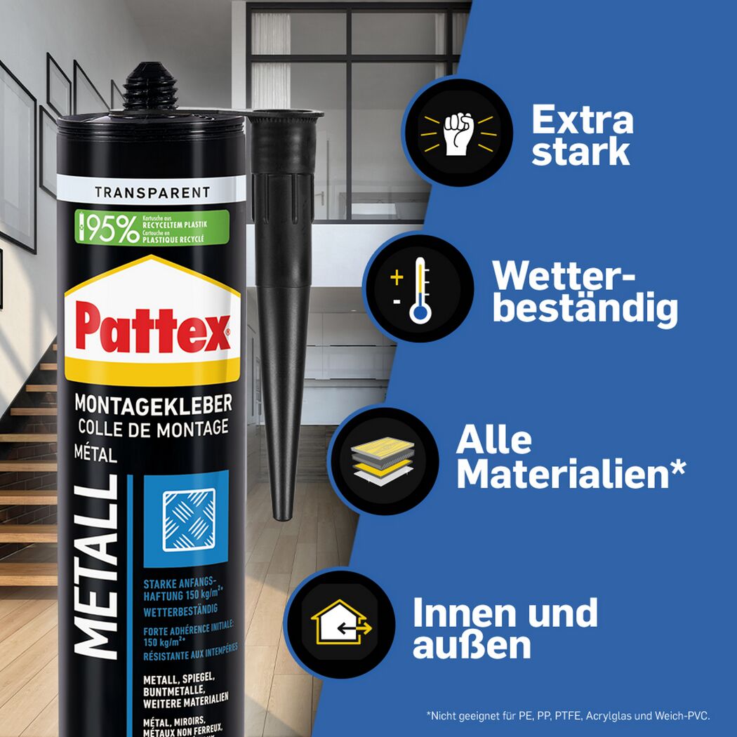Pattex Montagekleber Metall transparent