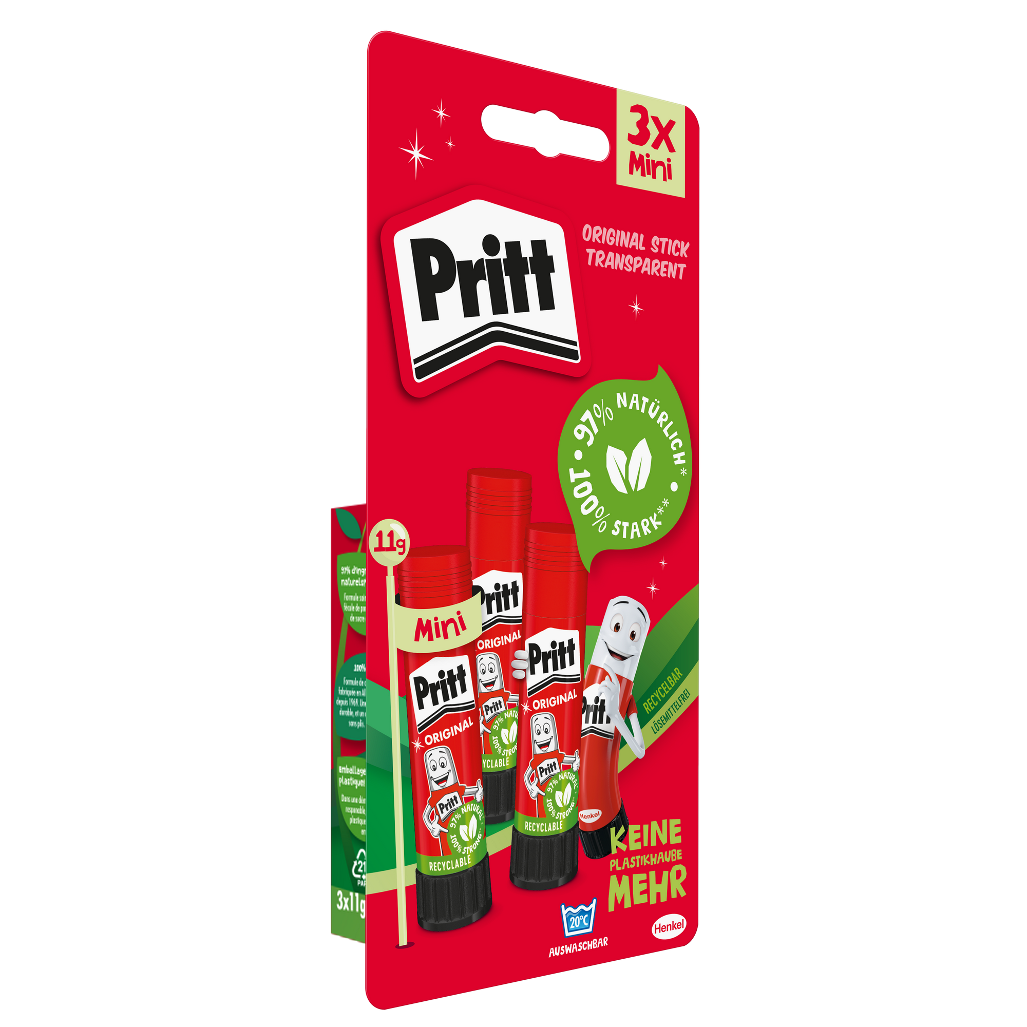 Klebestift transparent 3 x 11 g