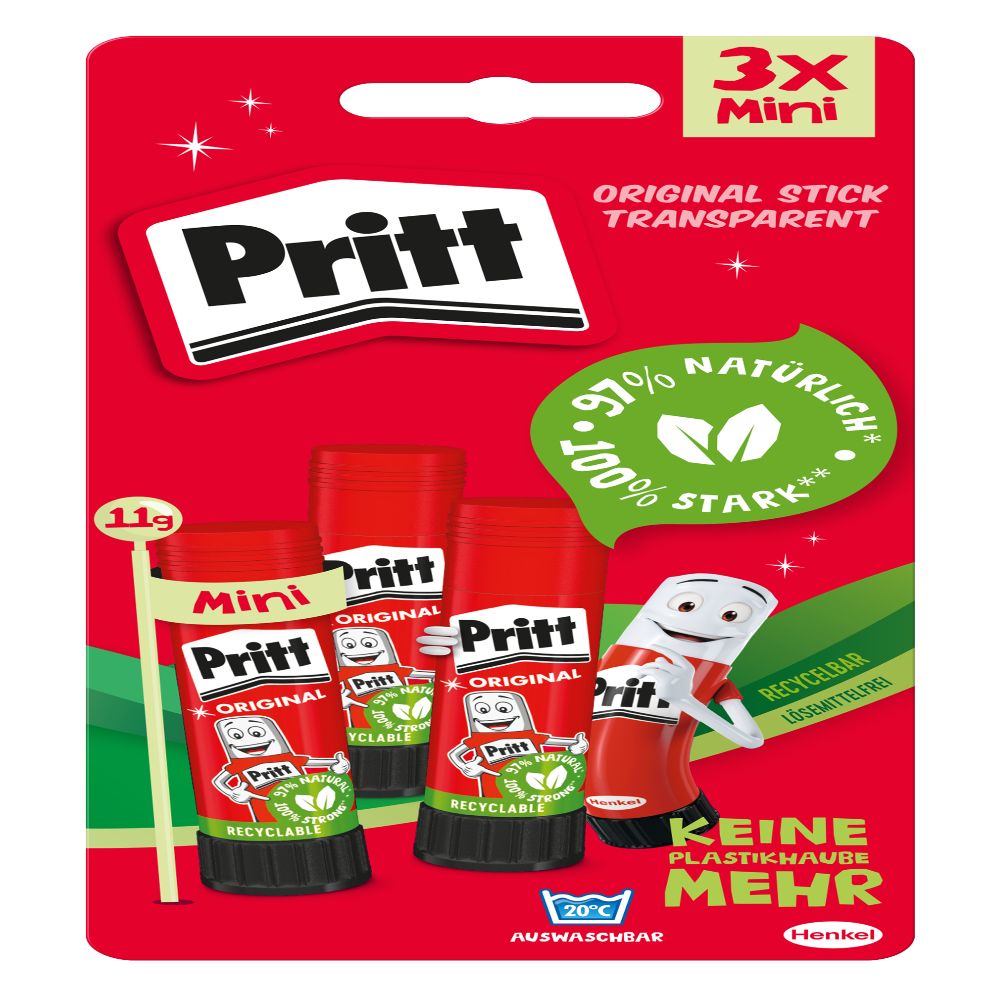 Klebestift transparent 3 x 11 g