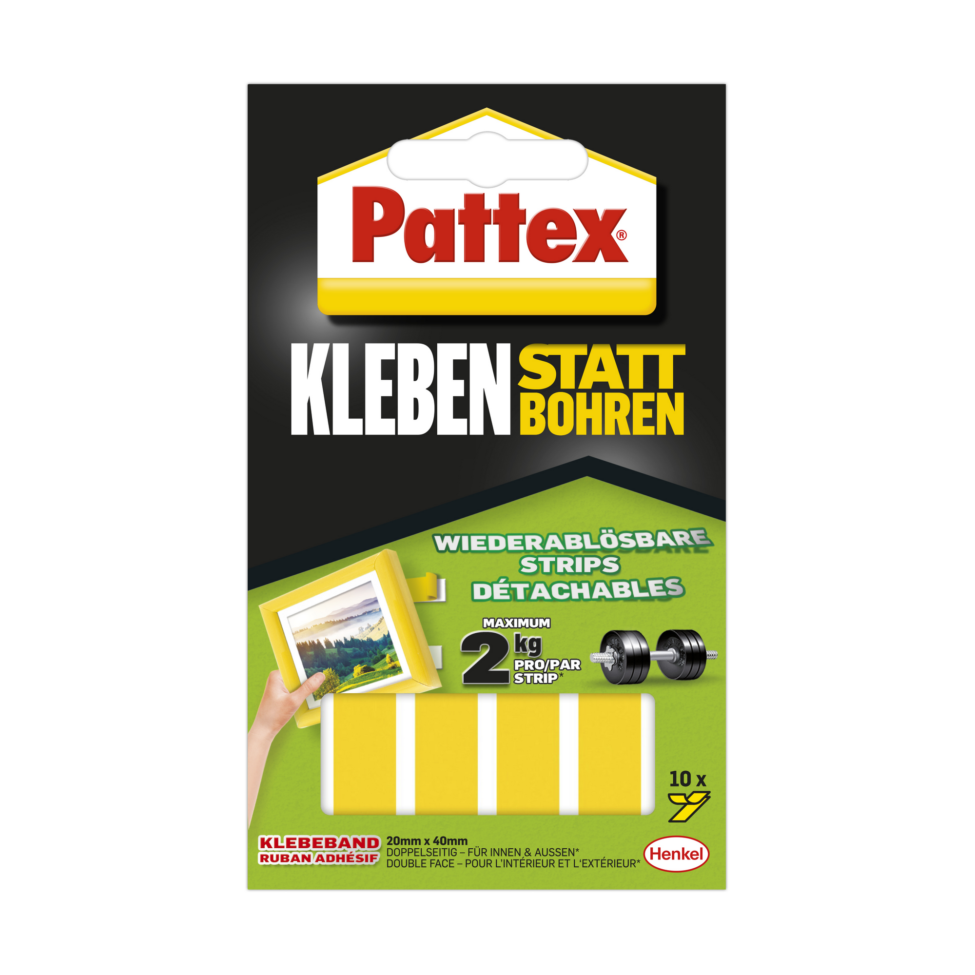 Klebe-Strips 'Kleben statt Bohren' weiß 10 Streifen je 20 x 40 mm + product picture