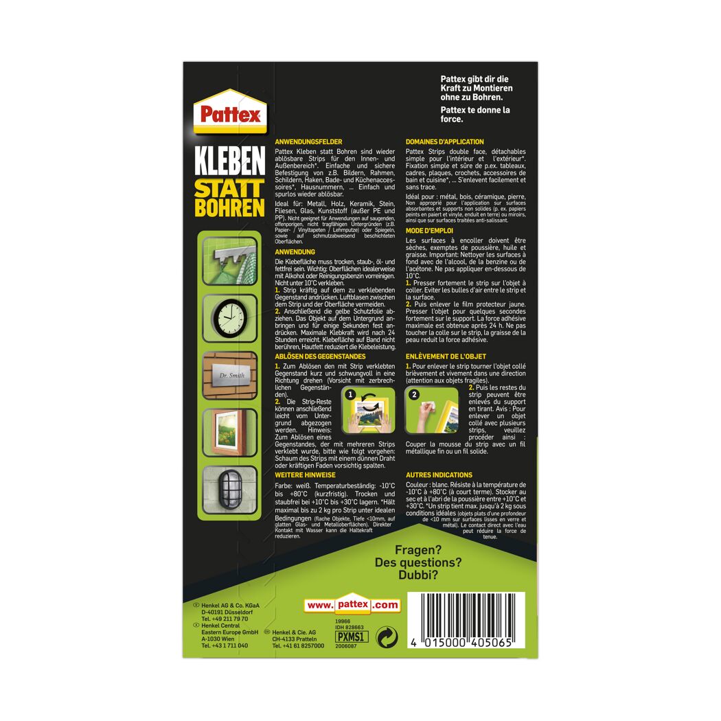 Klebe-Strips 'Kleben statt Bohren' weiß 10 Streifen je 20 x 40 mm