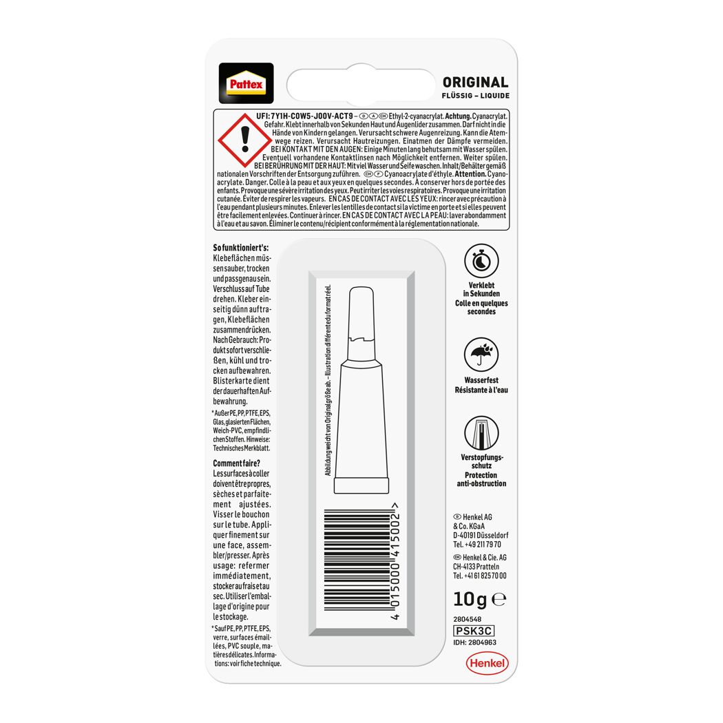 Pattex Sekundenkleber, 10g Tube