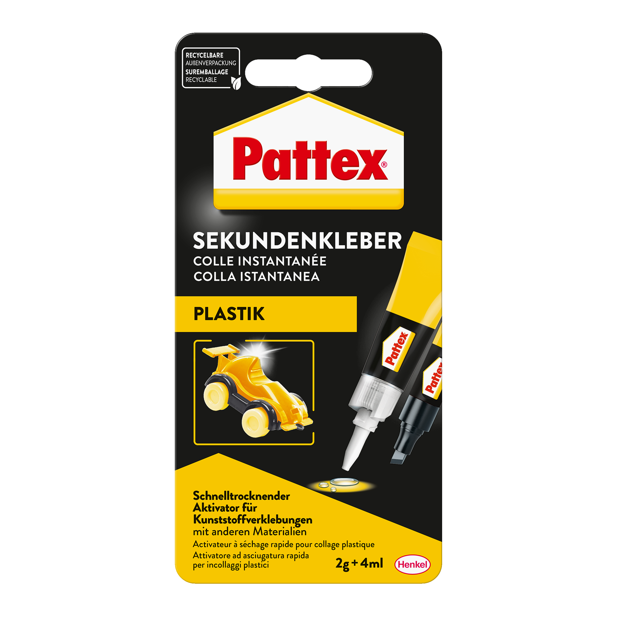 Sekundenkleber 'Plastix Flüssig' mit Aktivator-Stift transparent 2 g/4 ml + product picture