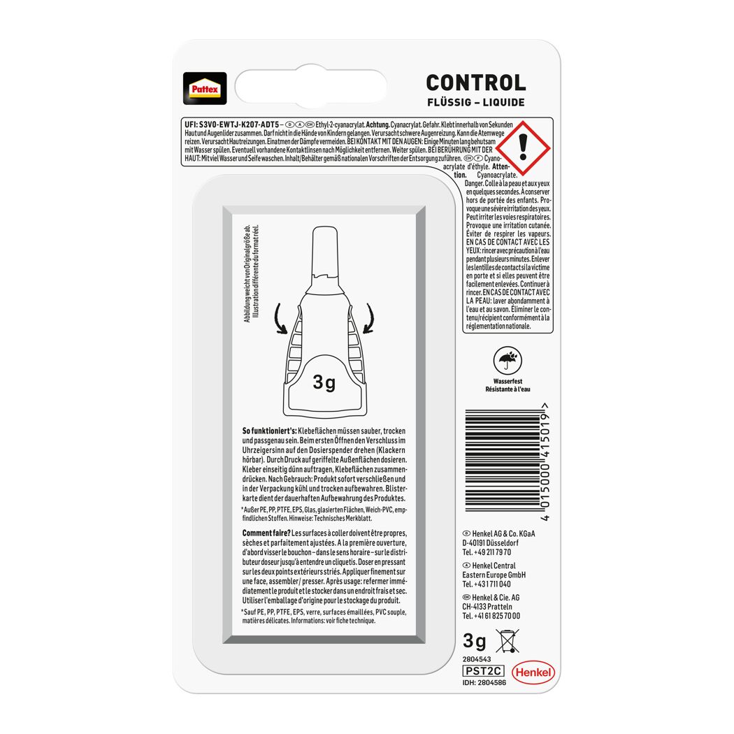 Pattex Control Flüssigkleber, 3g Tube