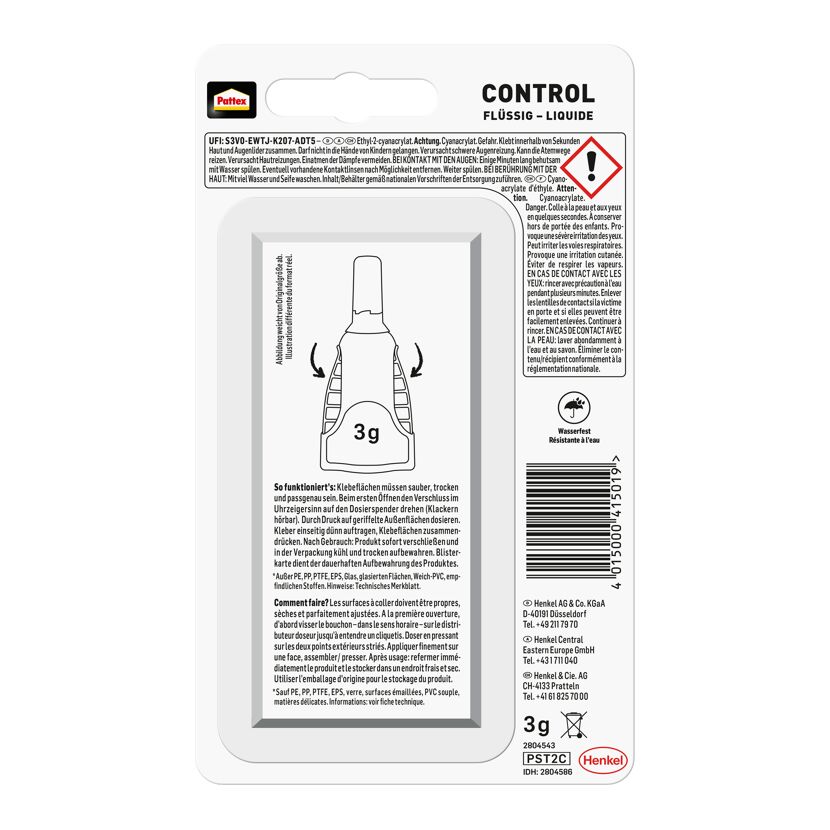 Pattex Control Flüssigkleber, 3g Tube