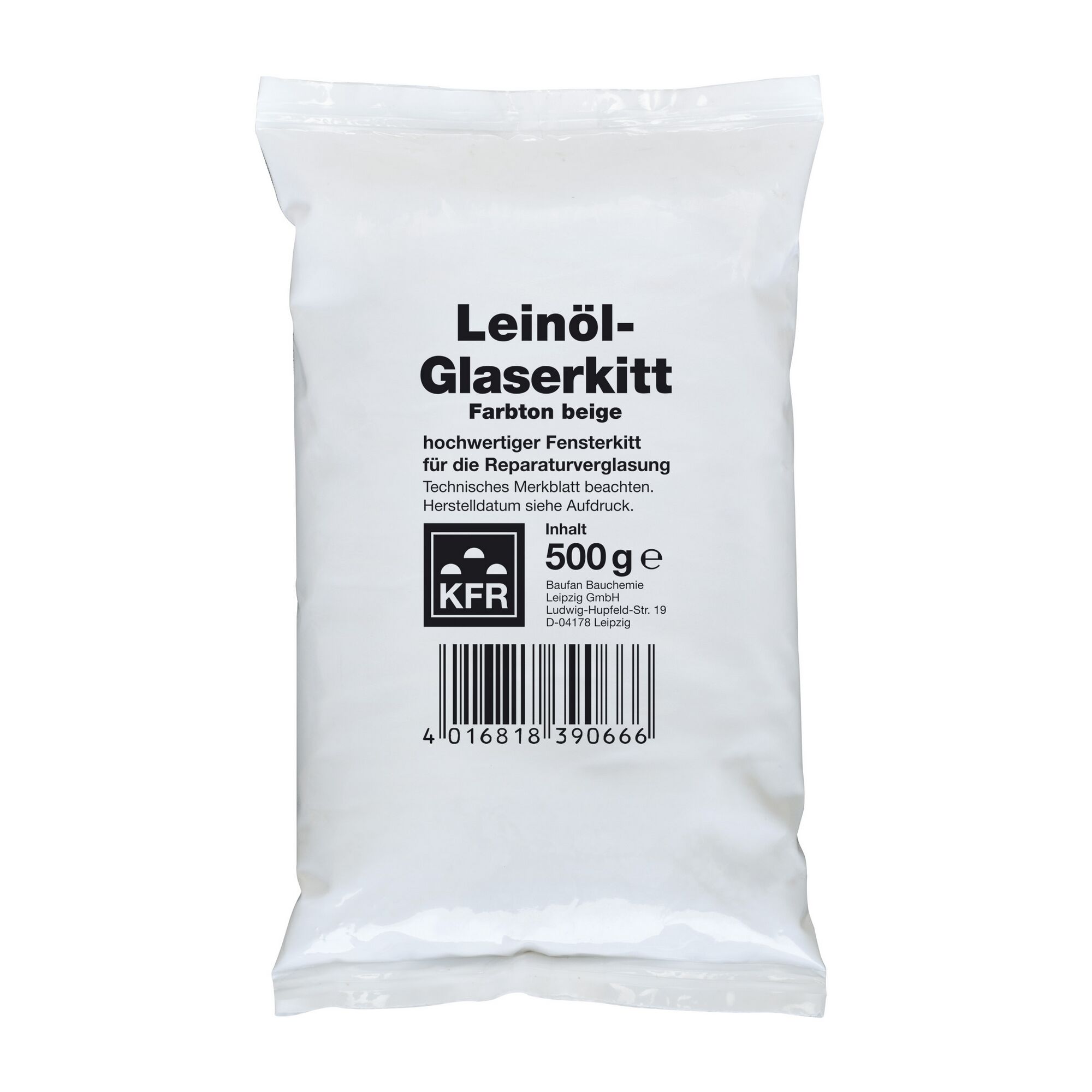 Beutel mit 500g Leinöl-Glaserkitt, Farbton beige