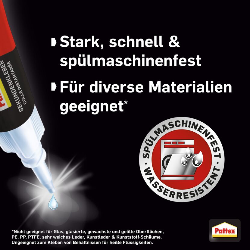 Pattex Sekundenkleber, spülmaschinenfest