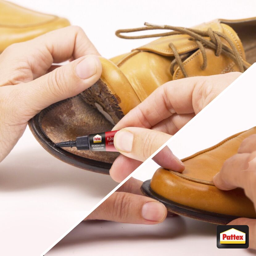 Schuhreparatur mit Pattex Flüssigkleber