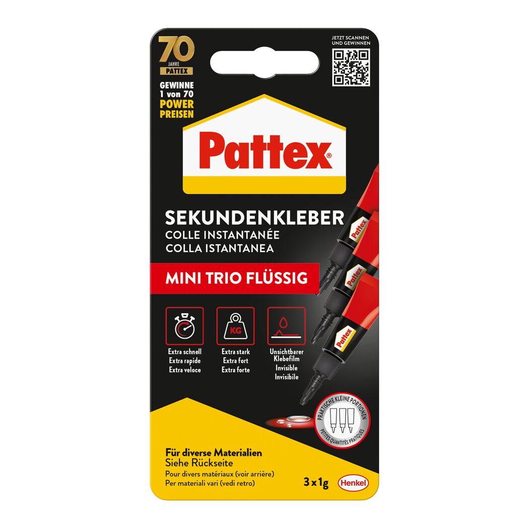 Sekundenkleber 'Flüssig Mini Trio' transparent 3 x 1 g