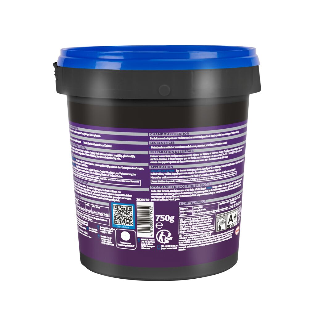 Schwarzer Eimer mit blauem Deckel, 750 g