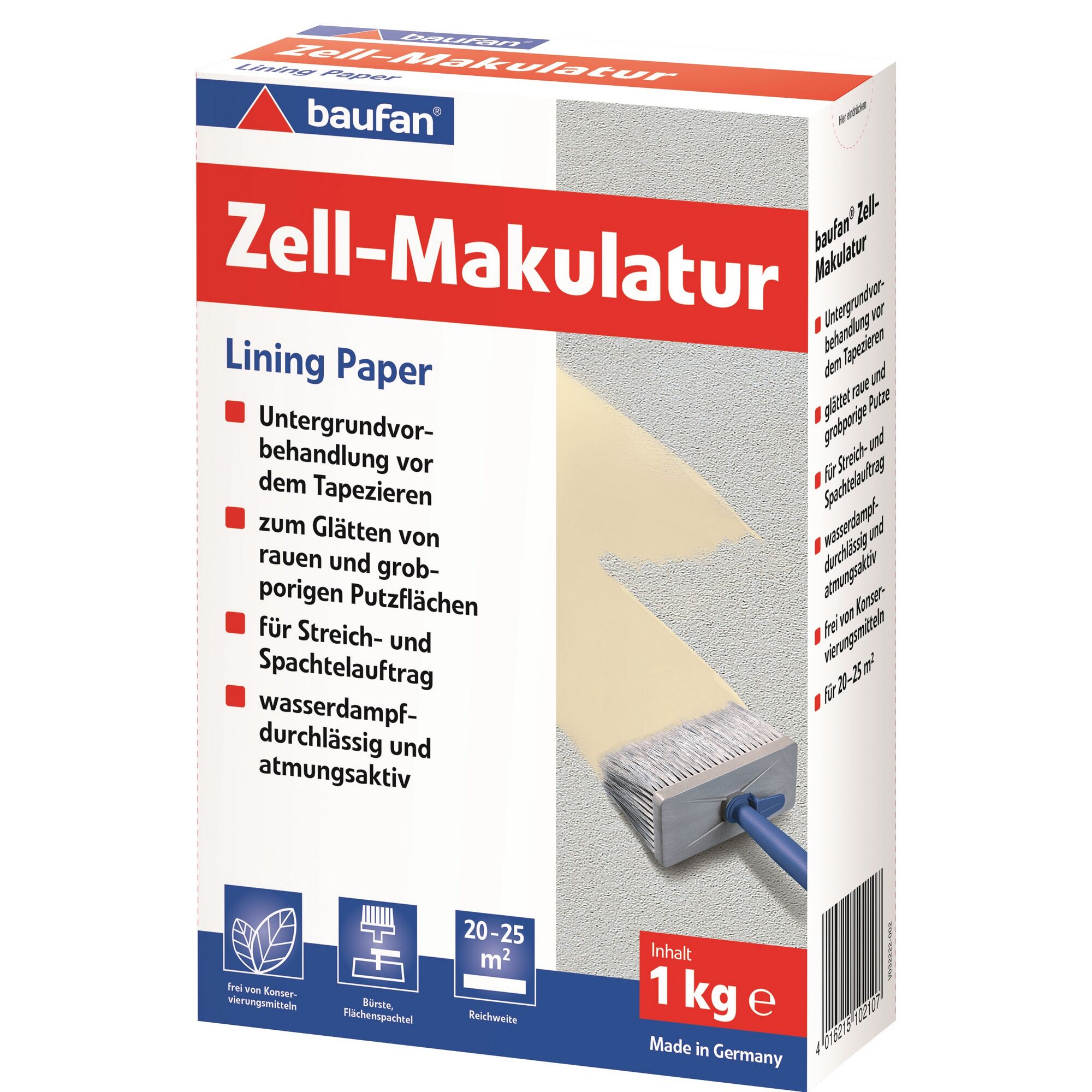 Baufan Zell-Makulatur, Pinsel auf rauem Untergrund