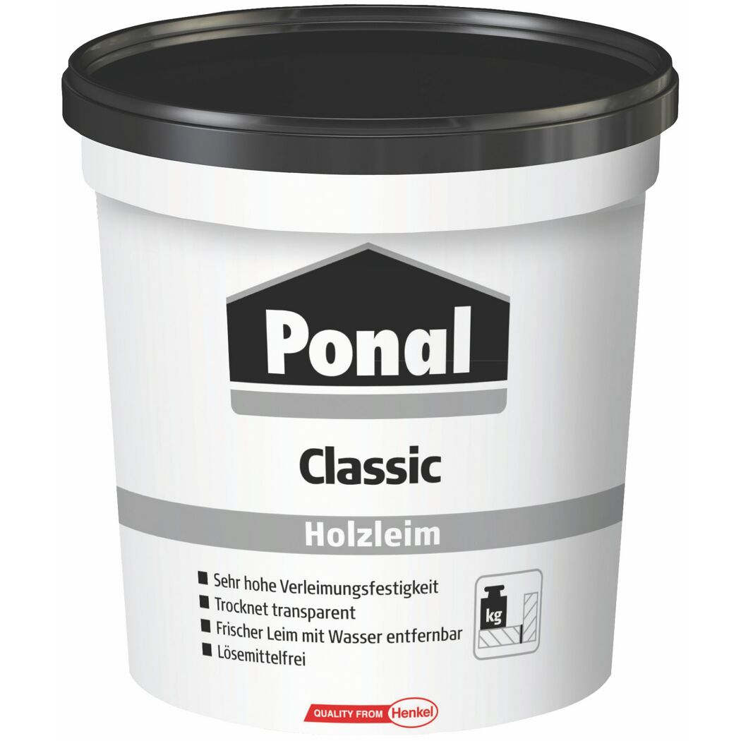 Ponal Classic Holzleim im weißen Eimer mit schwarzem Deckel