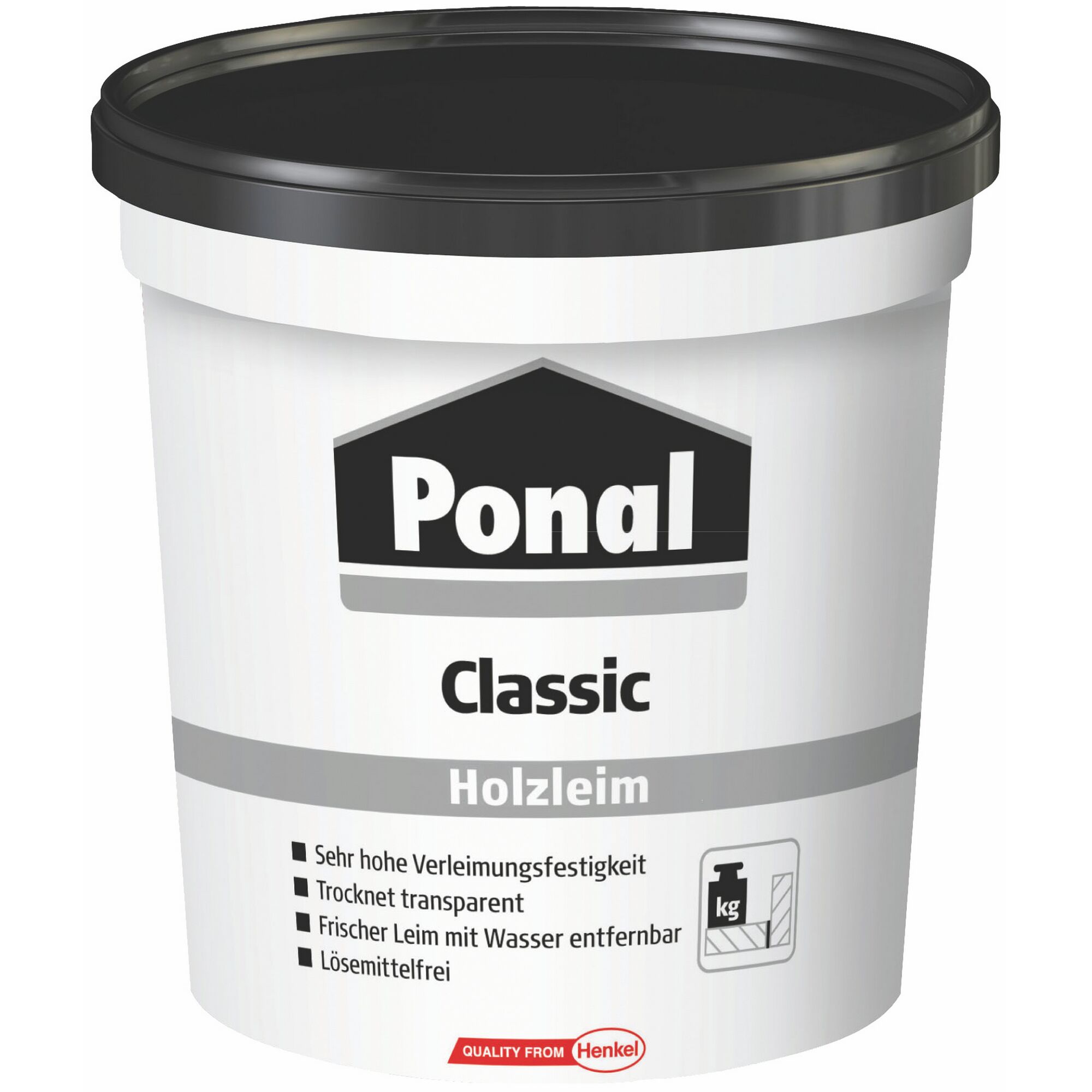 Ponal Classic Holzleim im weißen Eimer mit schwarzem Deckel