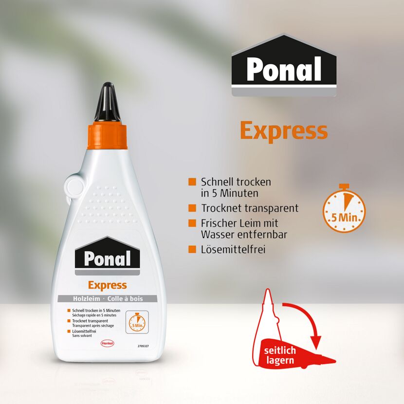 Ponal Express Holzleim, Flasche liegend lagern