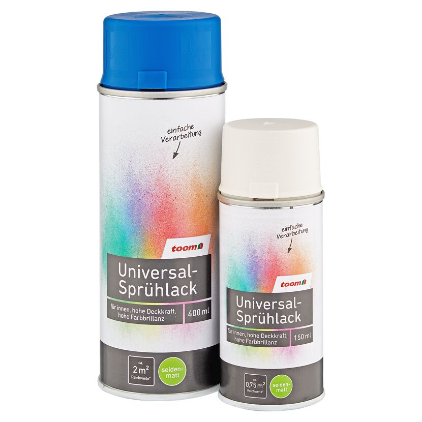 Zwei Dosen TOOM Universal-Sprühlack seidenmatt