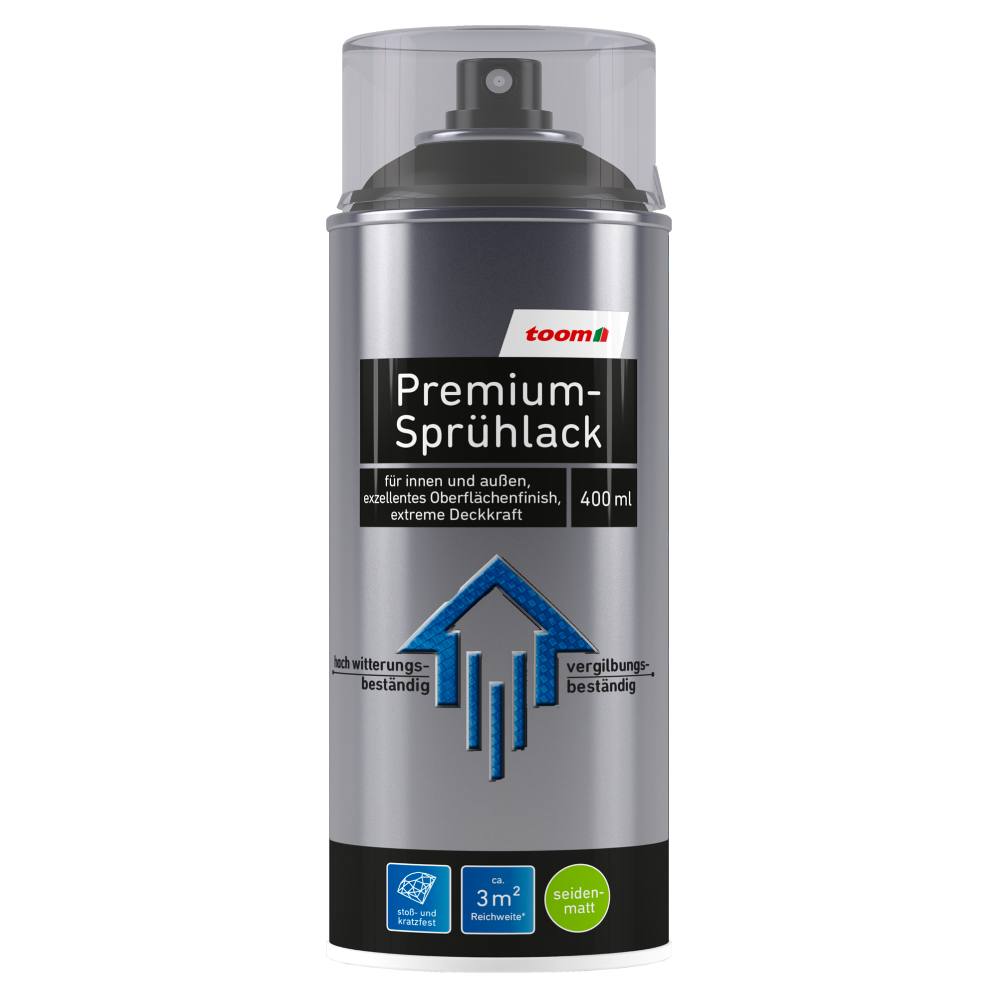 Premium-Sprühlack schwarz seidenmatt 400 ml + product picture