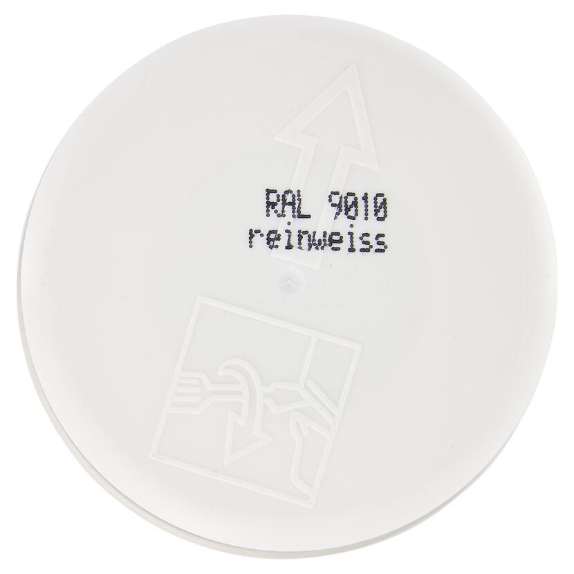 RAL 9010 reinweiss Sprühdose mit Öffnungshinweis