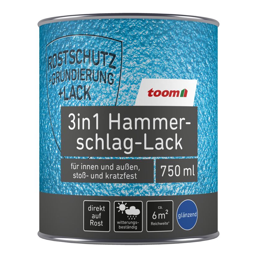 toom 3in1 Hammerschlag-Lack 750 ml, glänzend