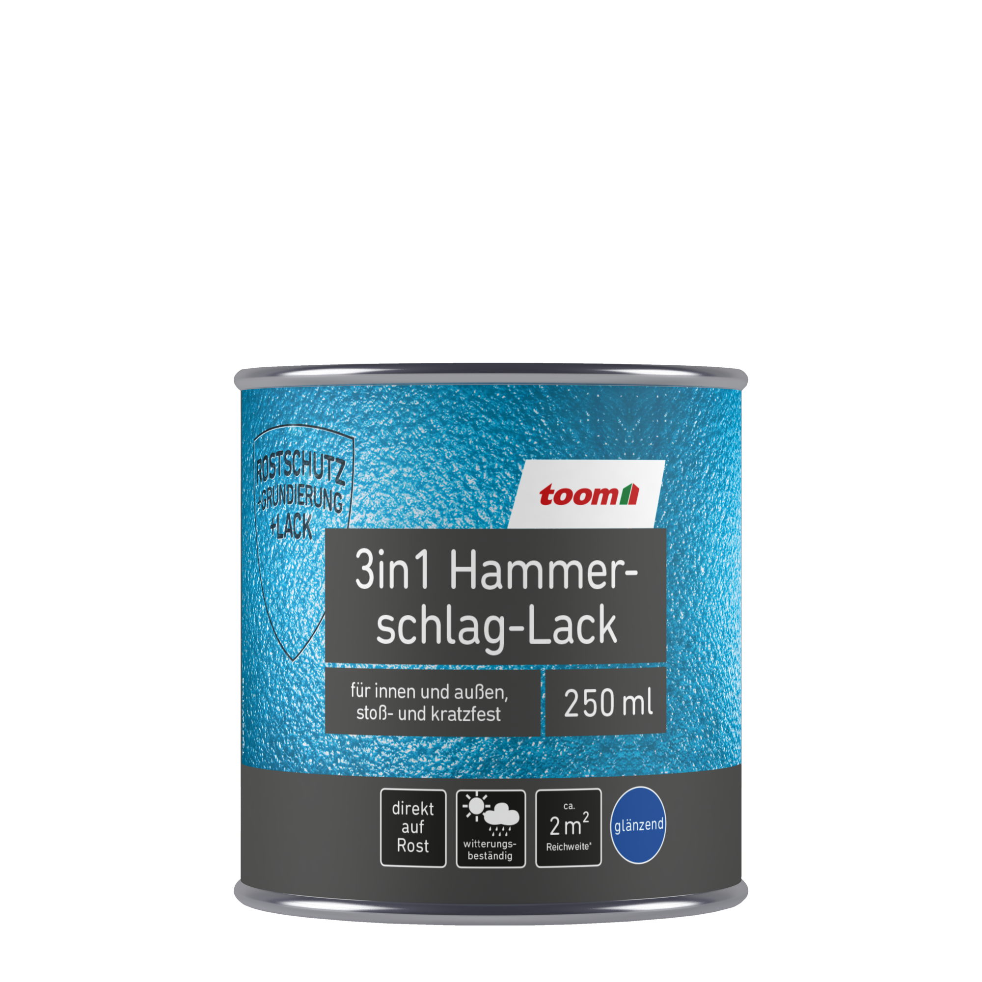 3in1 Hammerschlag-Lack dunkelgrau glänzend 250 ml + product picture
