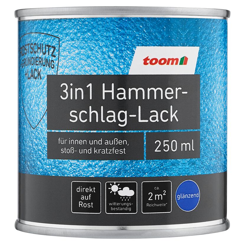 toom 3in1 Hammerschlag-Lack glänzend, 250 ml