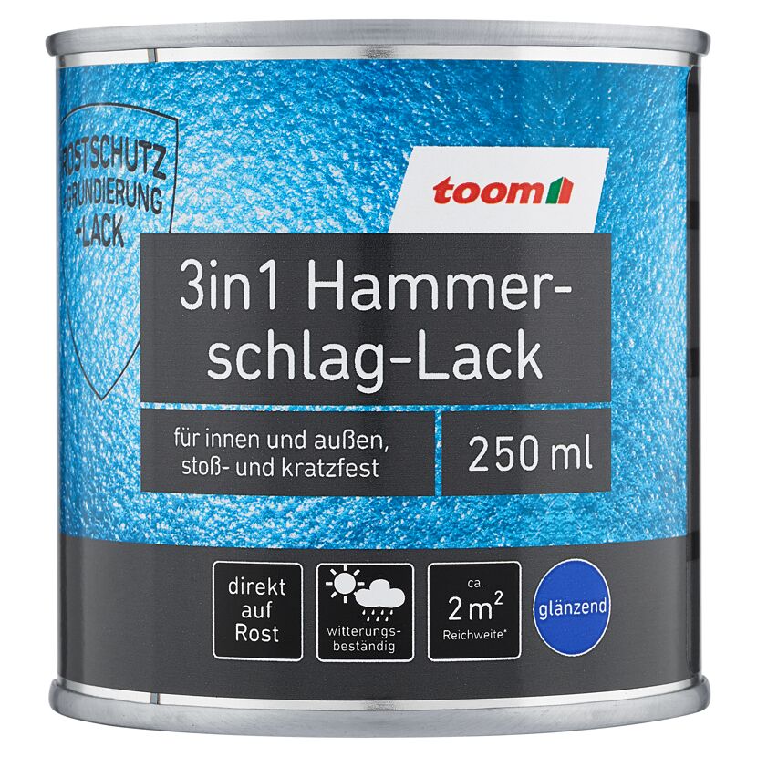 toom 3in1 Hammerschlag-Lack glänzend, 250 ml