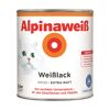 Weiße Farbdose Alpinaweiß mit weißer Katze