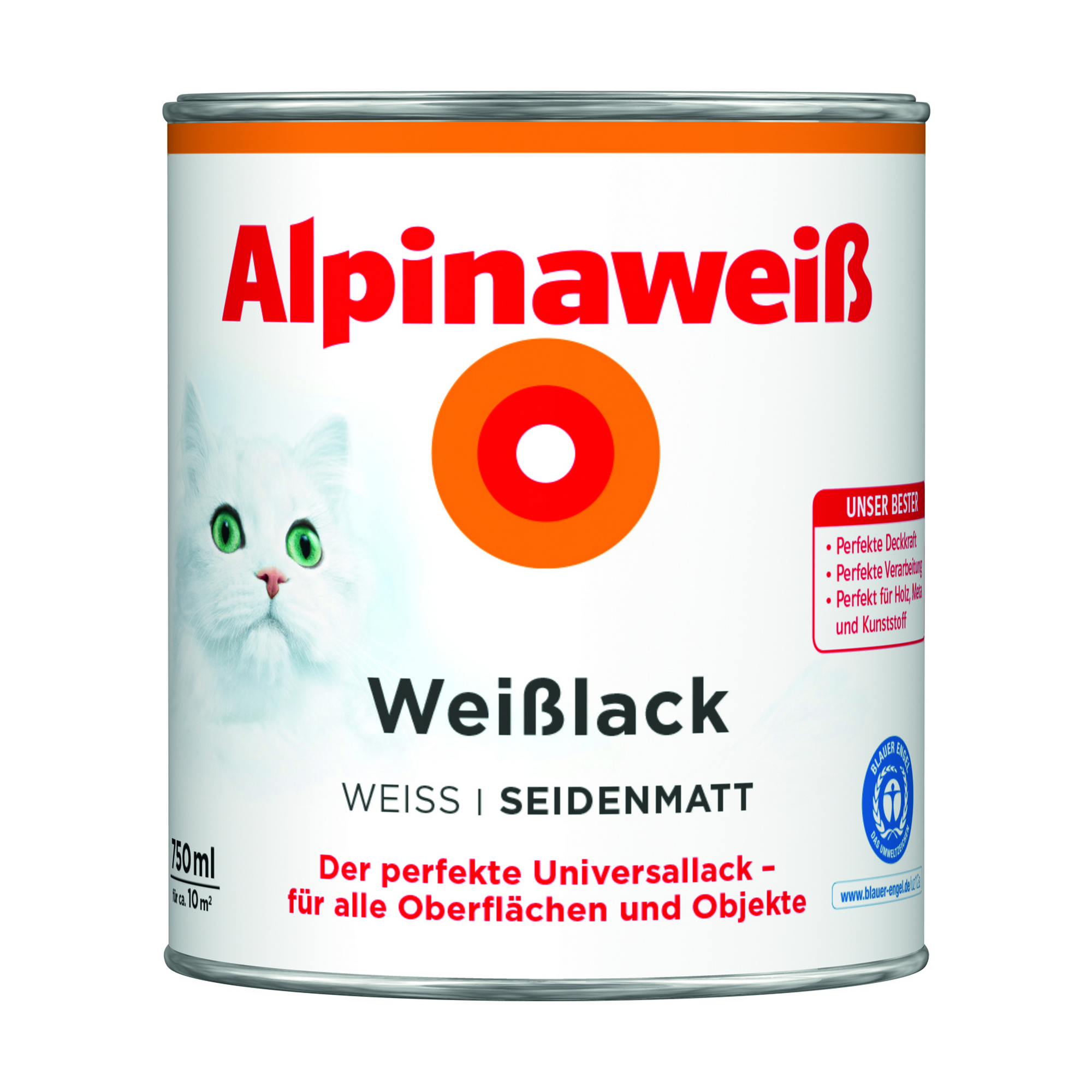 Weißlack 'Alpinaweiß' seidenmatt 750 ml + product picture