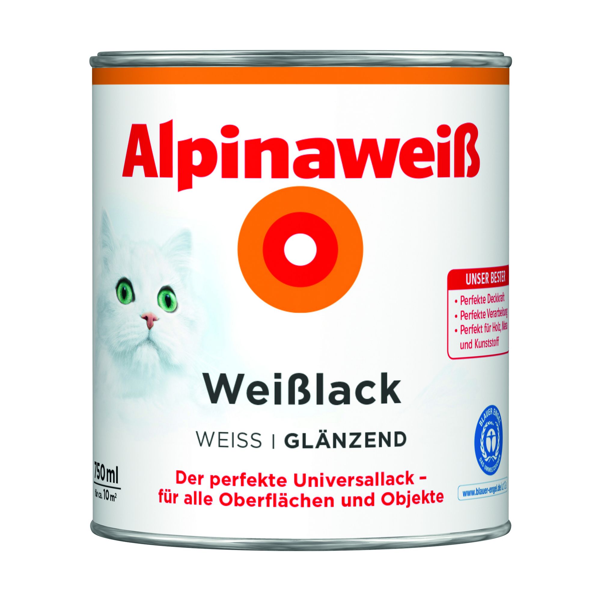 Weißlack 'Alpinaweiß' glänzend 750 ml + product picture