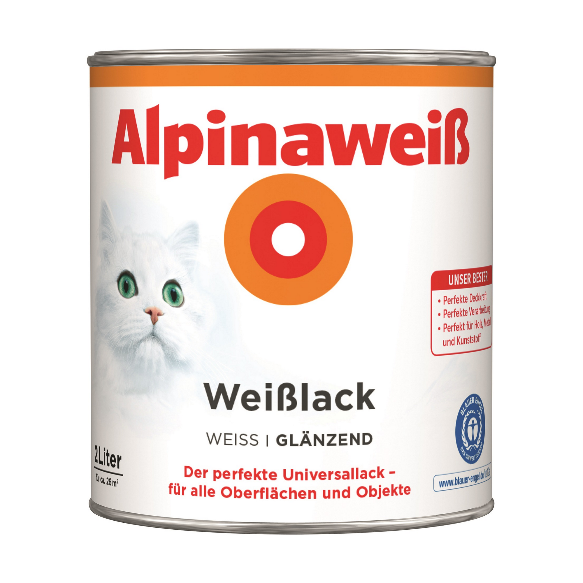 Weißlack 'Alpinaweiß' glänzend 2 l + product picture