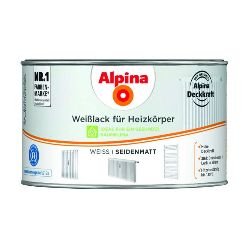 Alpina Weißlack für Heizkörper, Weiß, Seidenmatt