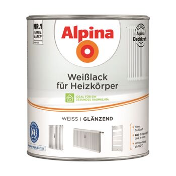 Alpina Weißlack für Heizkörper, weiß glänzend