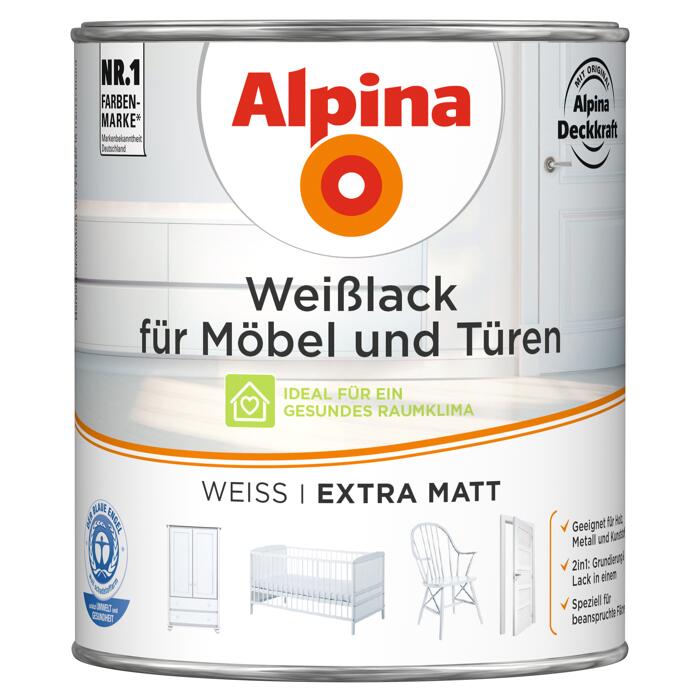 Alpina Weißlack für Möbel und Türen extra matt 750 ml