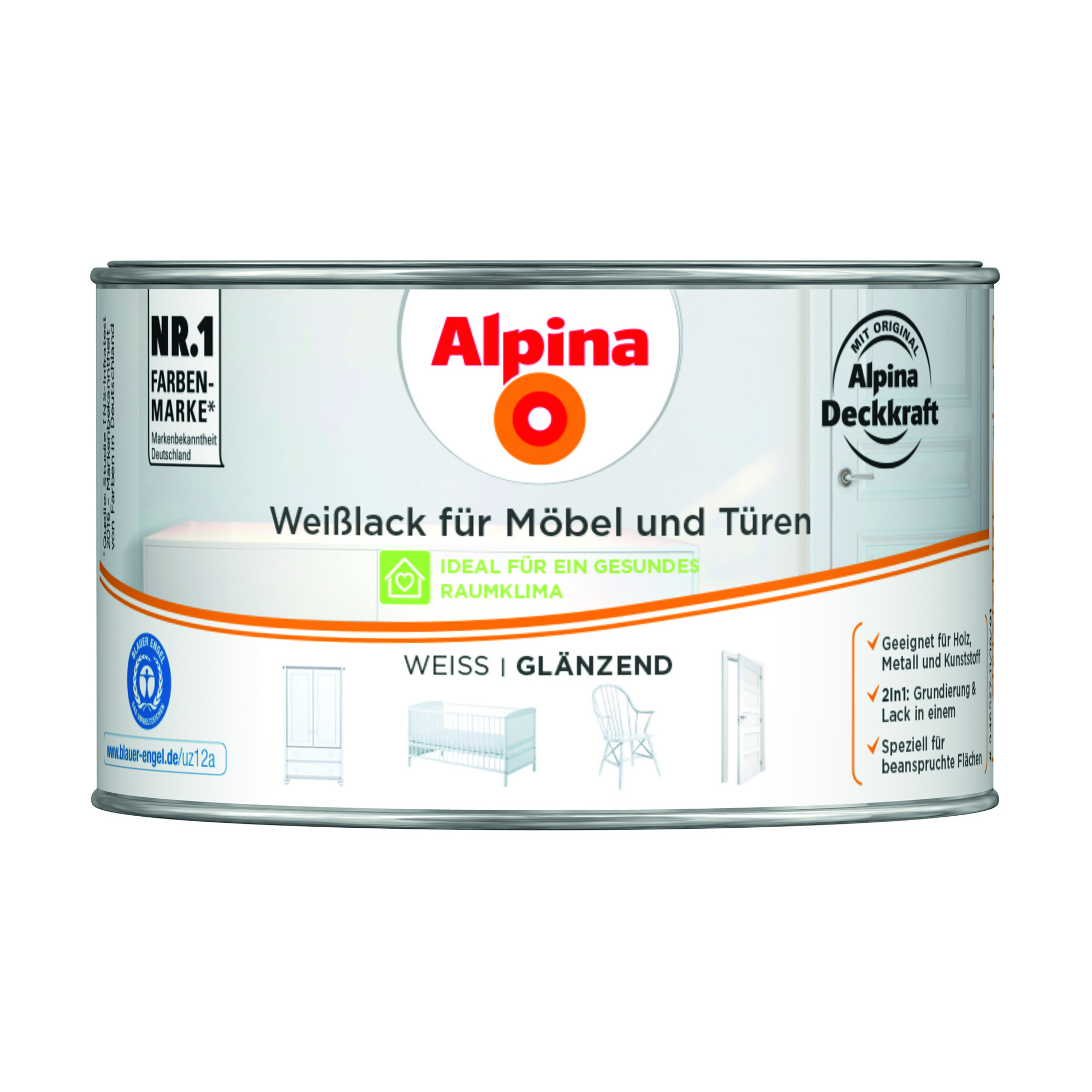 Weißlack für Möbel und Türen glänzend 300 ml + product picture