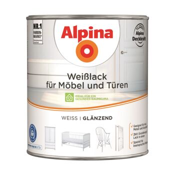 Alpina Weißlack für Möbel und Türen, Weiß glänzend