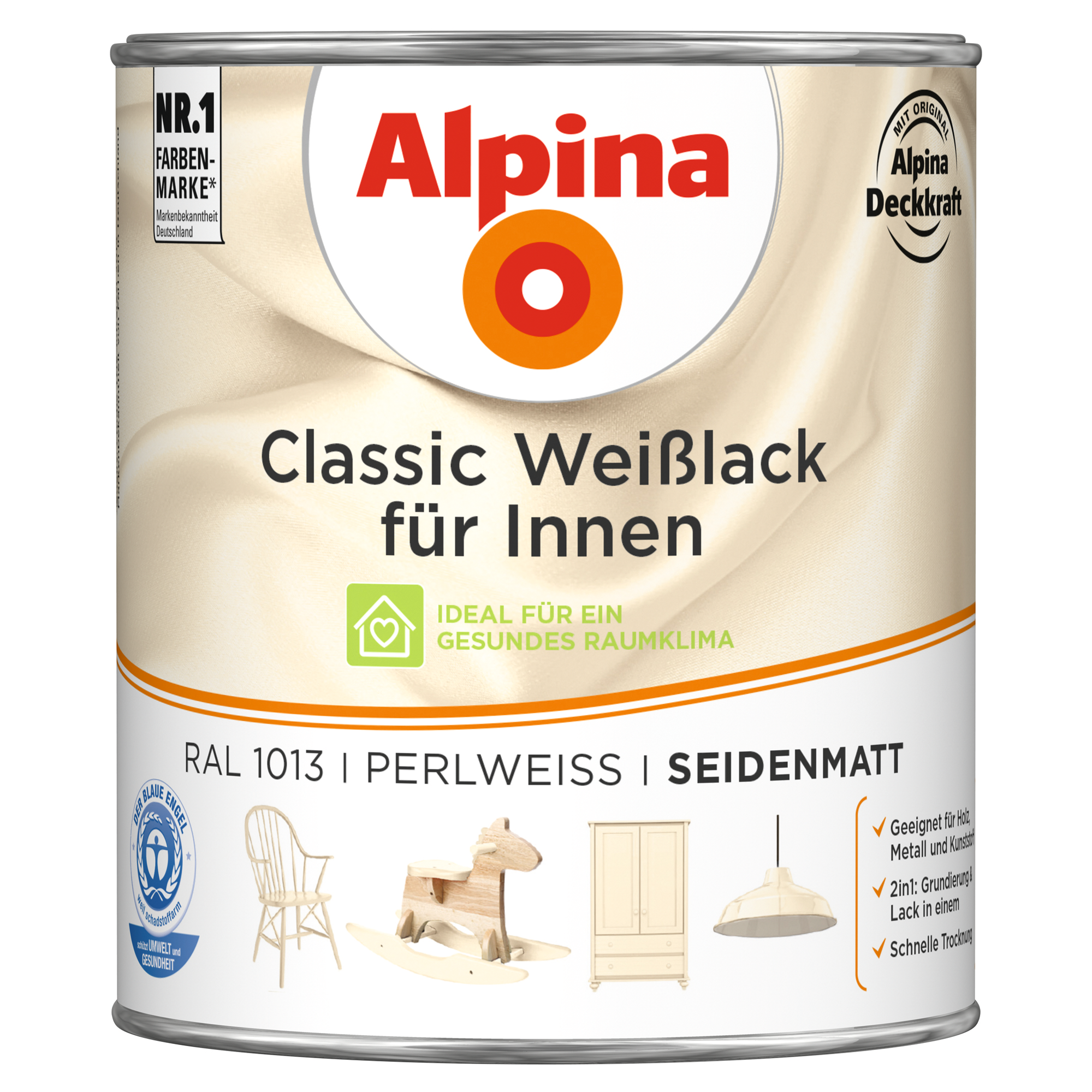 Weißlack für Innen perlweiß seidenmatt 750 ml + product picture