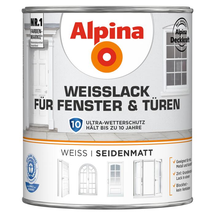 alpina alpina weisslack fur fenster und turen seidenmatt 750 ml