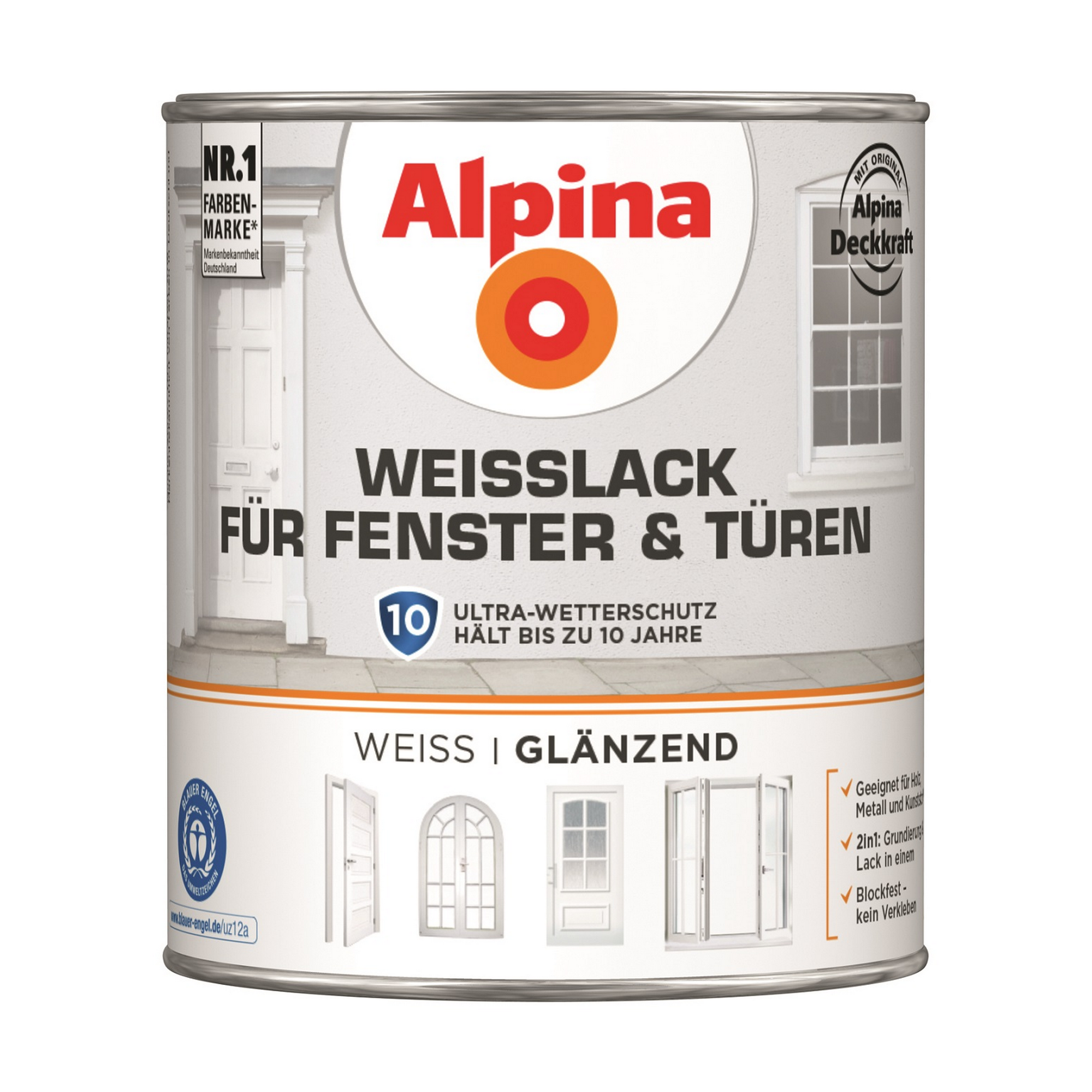 Weißlack für Fenster und Türen glänzend 750 ml + product picture