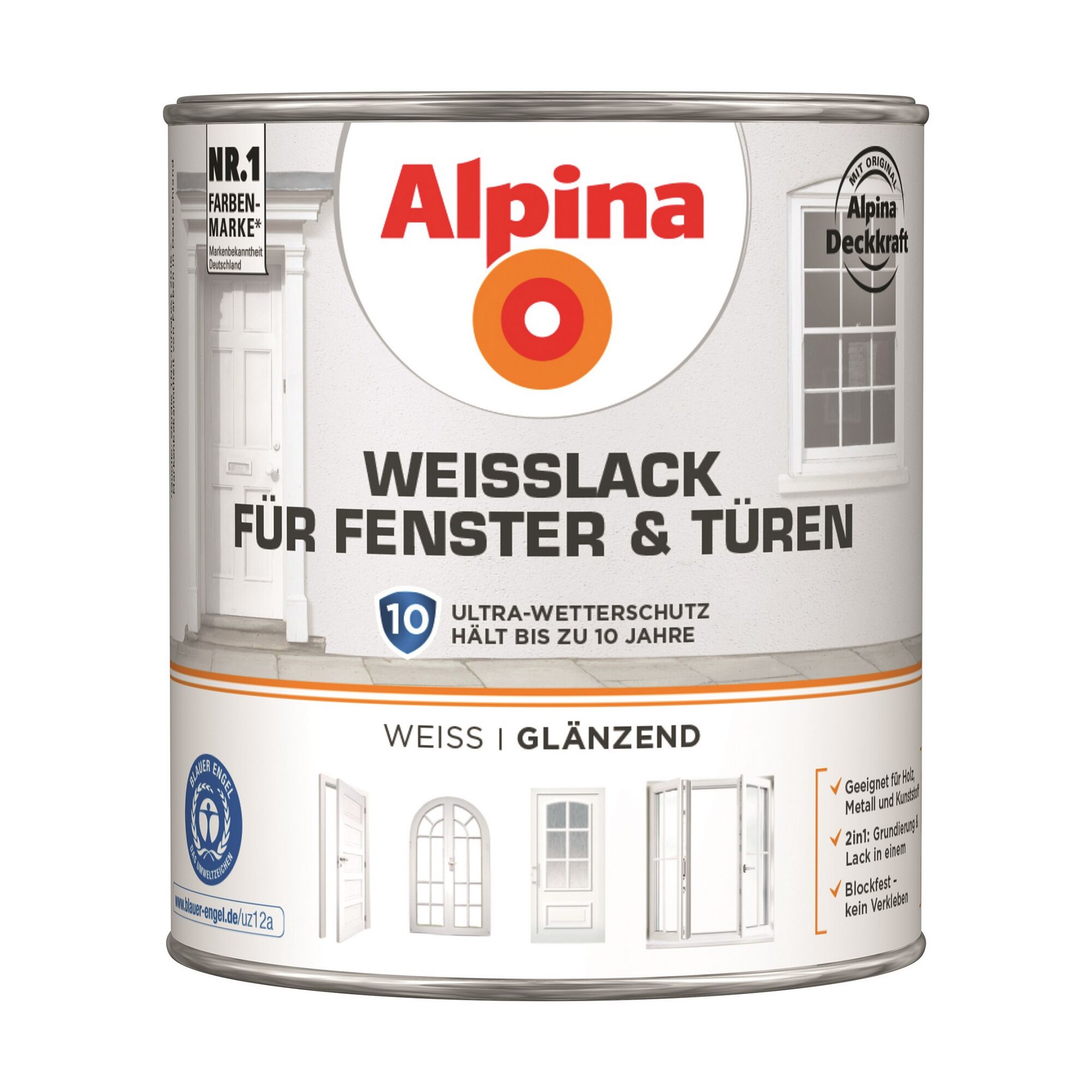 Alpina Weißlack für Fenster & Türen, Weiß glänzend