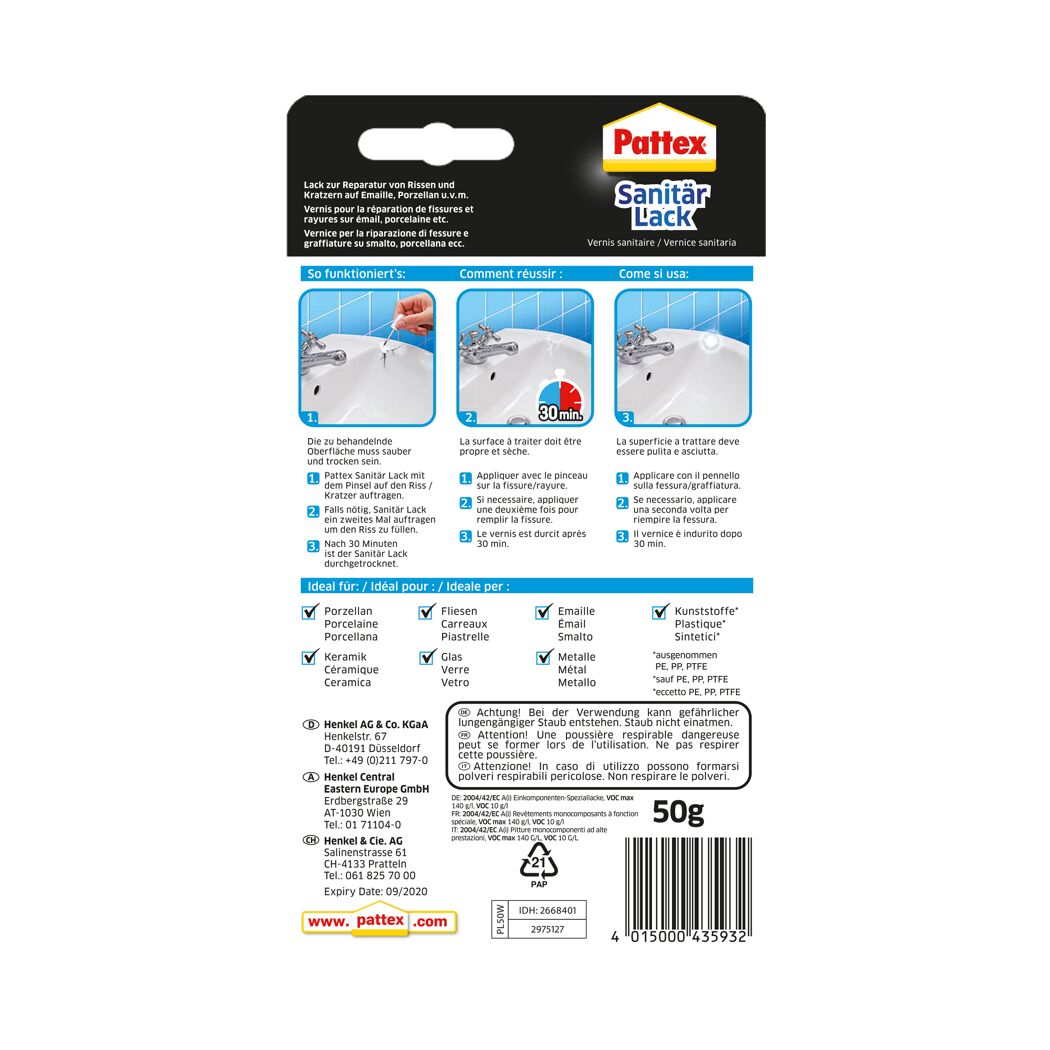 Pattex Sanitär Lack Verpackung