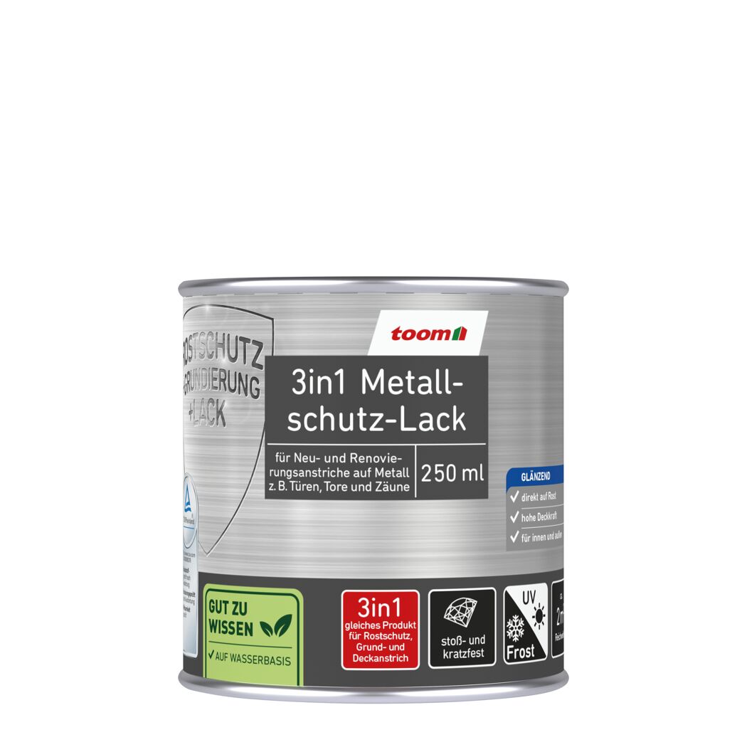 3in1 Metallschutzlack grau glänzend 250 ml