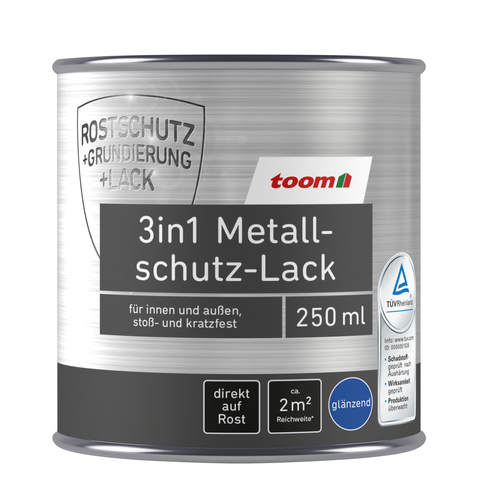 3in1 Metallschutzlack grau glänzend 250 ml + product picture