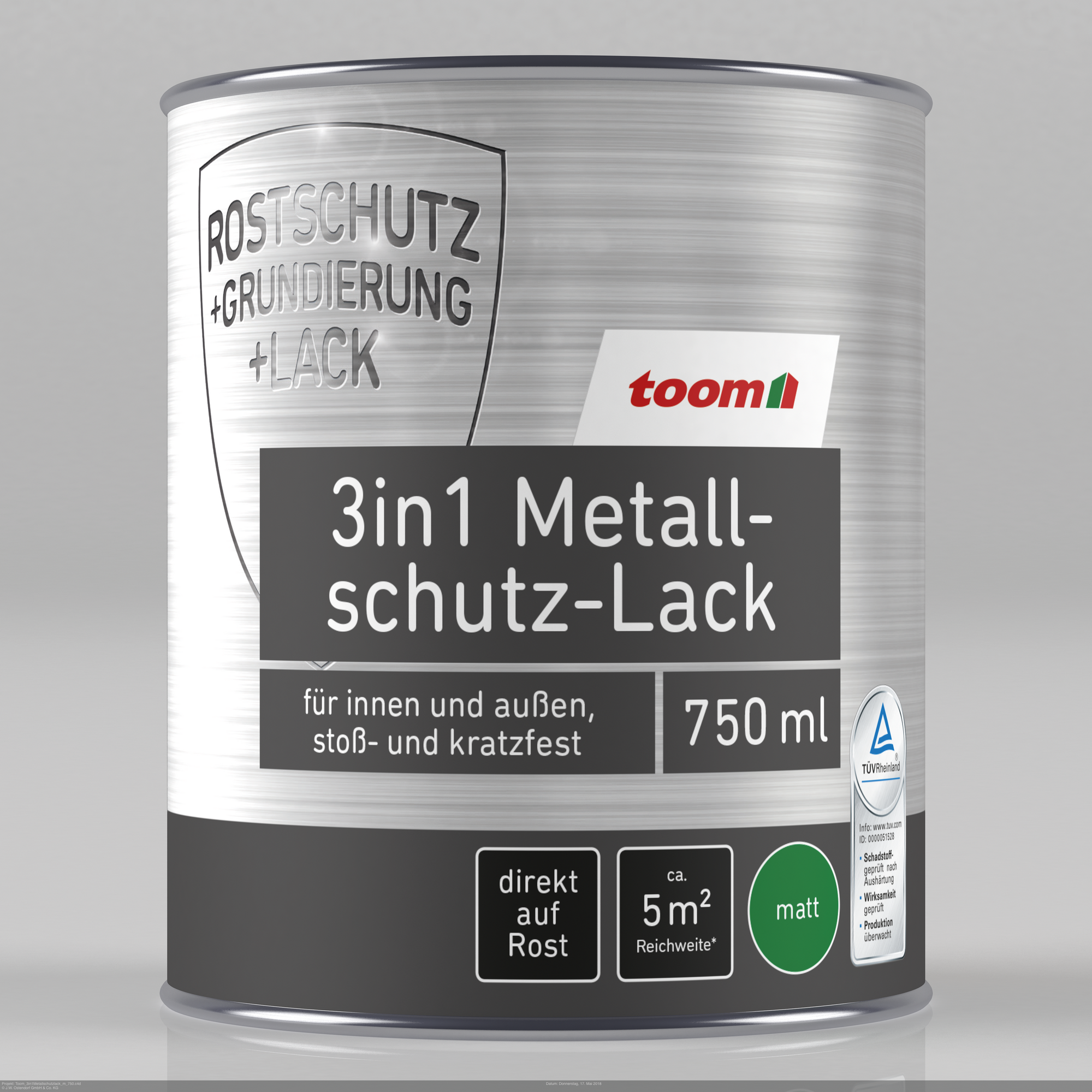 3in1 Metallschutzlack schwarz matt 750 ml + product picture