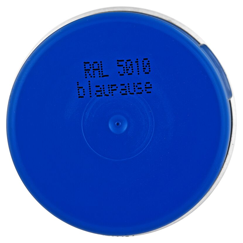 Blauer Deckel einer Sprühdose