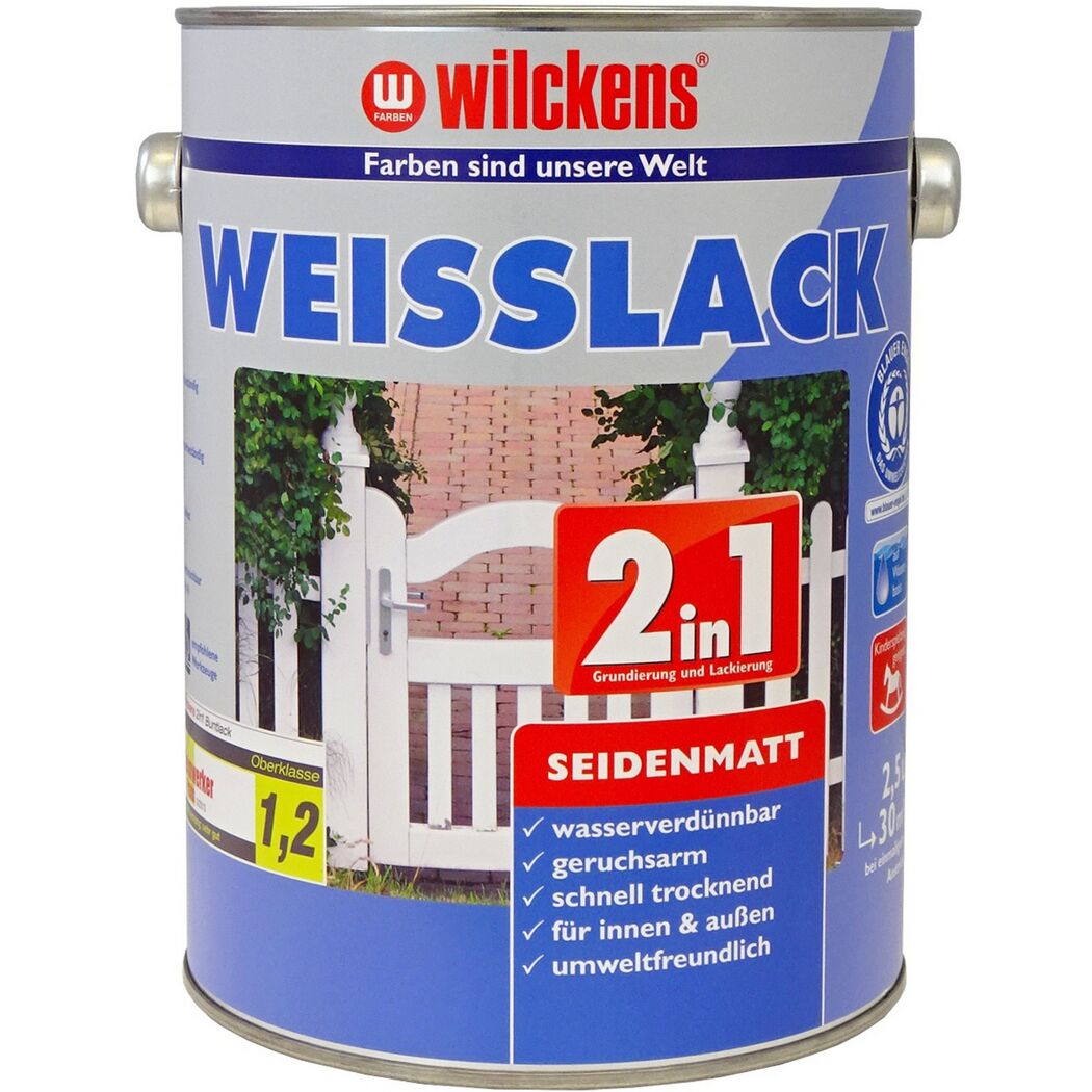 Weißlack-Dose mit Abbildung eines weiß gestrichenen Gartenzauns