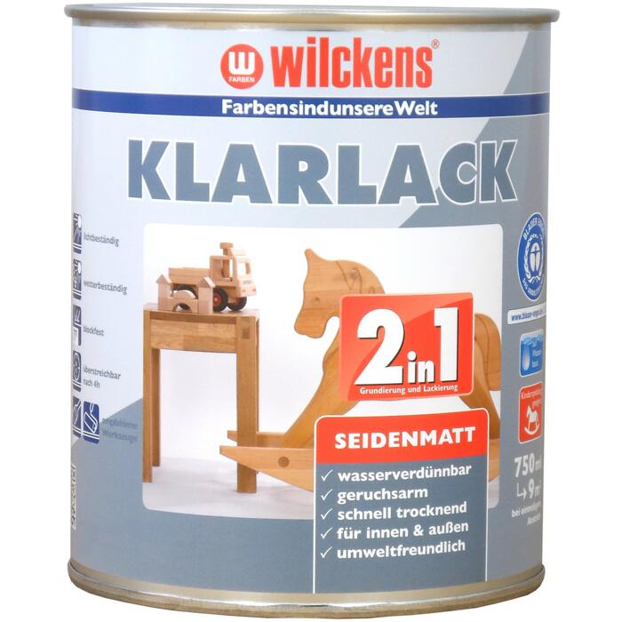 Wilckens Farben Gmbh Klarlack 2 in 1 seidenmatt, farblos 0,75 Liter