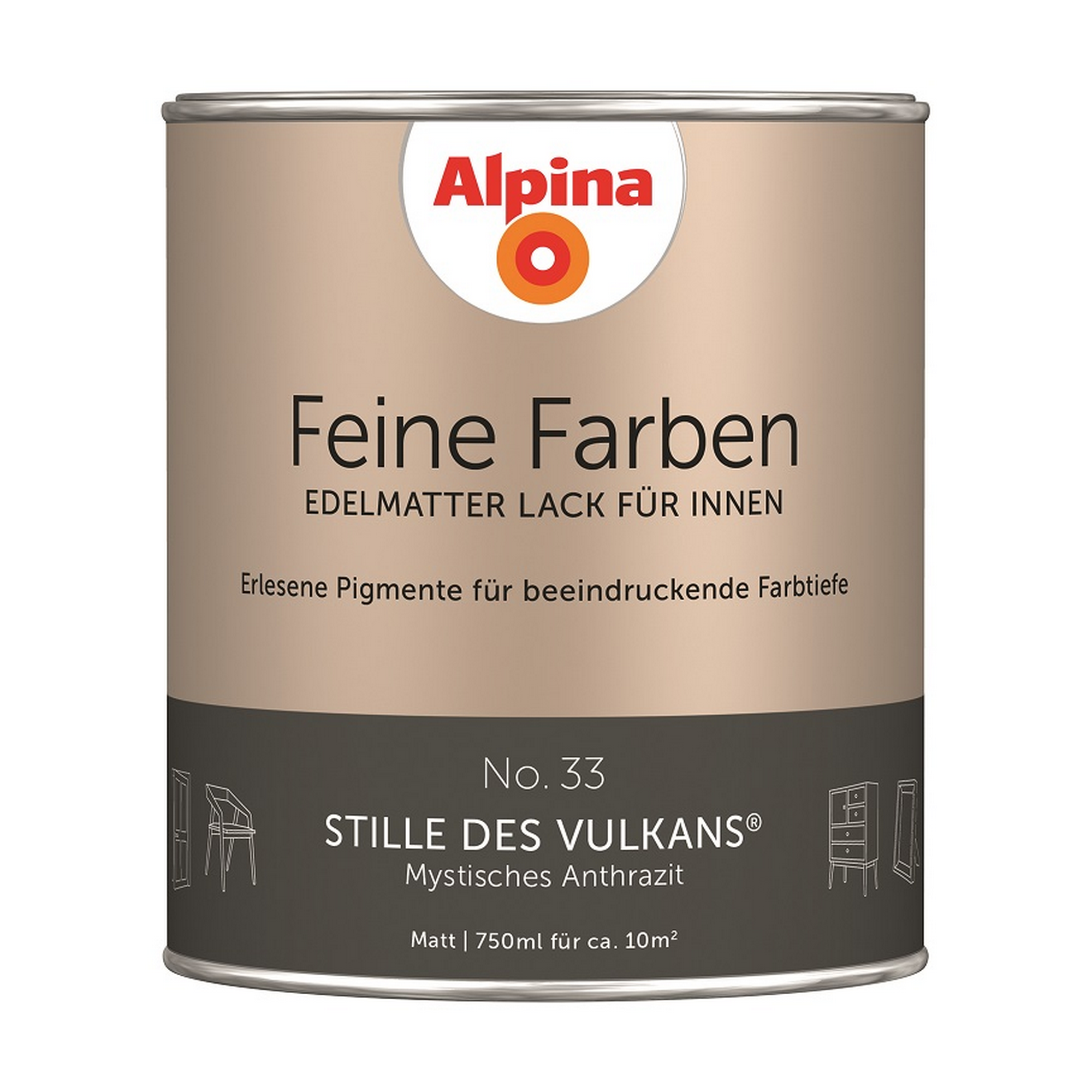 Feine Farben 'Stille des Vulkans' anthrazitgrau matt 750 ml