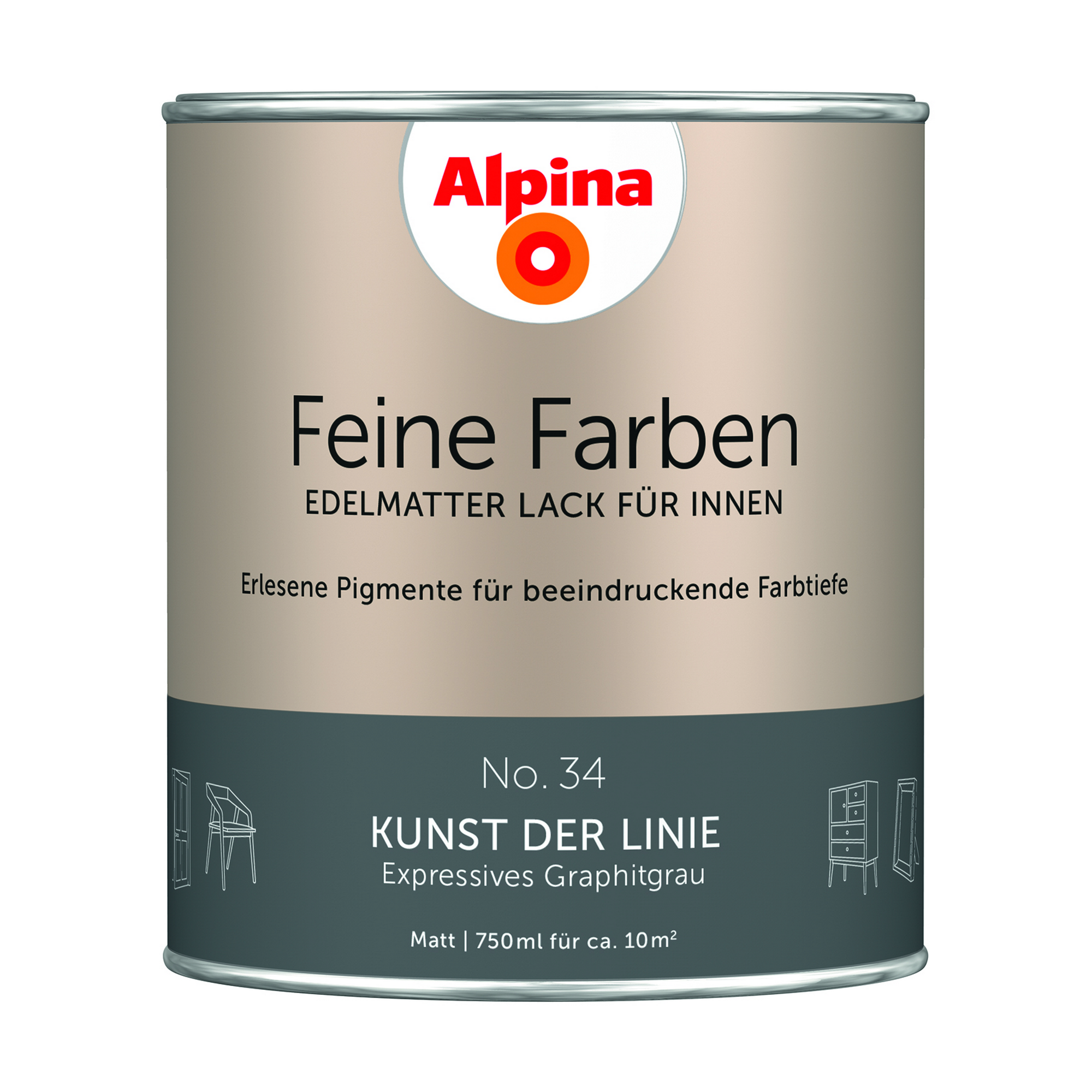 Feine Farben 'Kunst der Linie' graphitfarben matt 750 ml + product picture