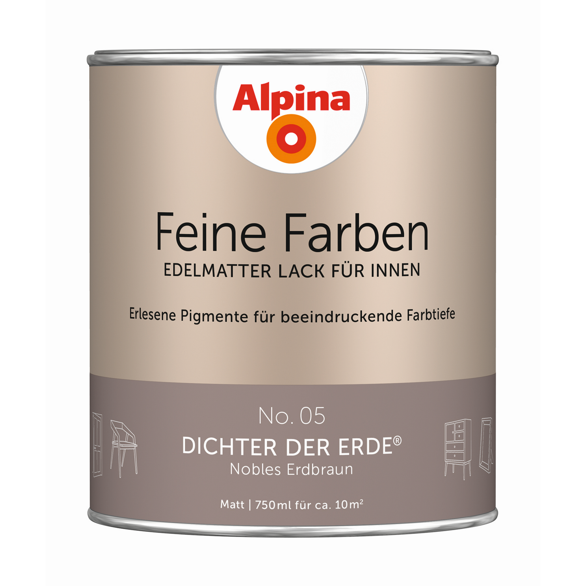 Feine Farben 'Dichter der Erde' erdbraun matt 750 ml