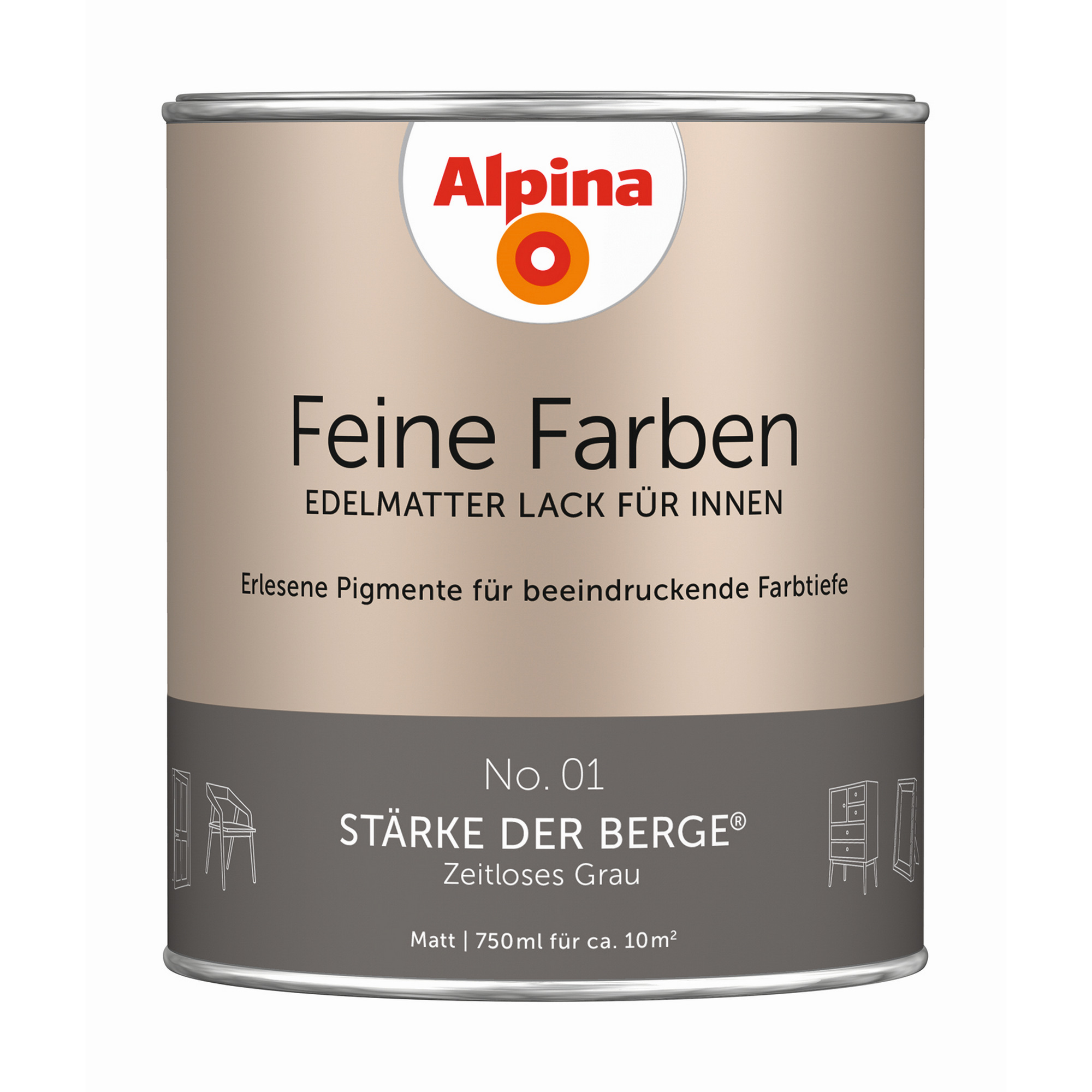 Feine Farben 'Stärke der Berge' grau matt 750 ml