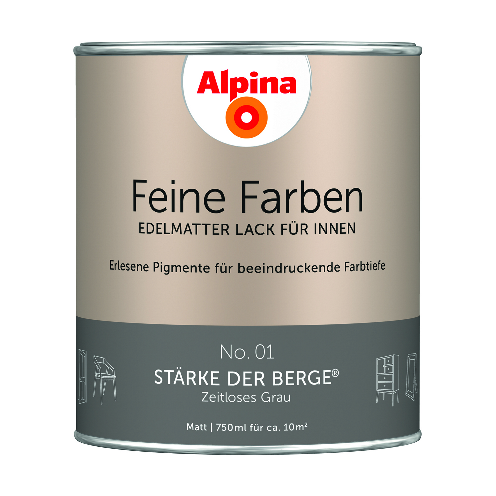 Feine Farben 'Stärke der Berge' grau matt 750 ml + product picture